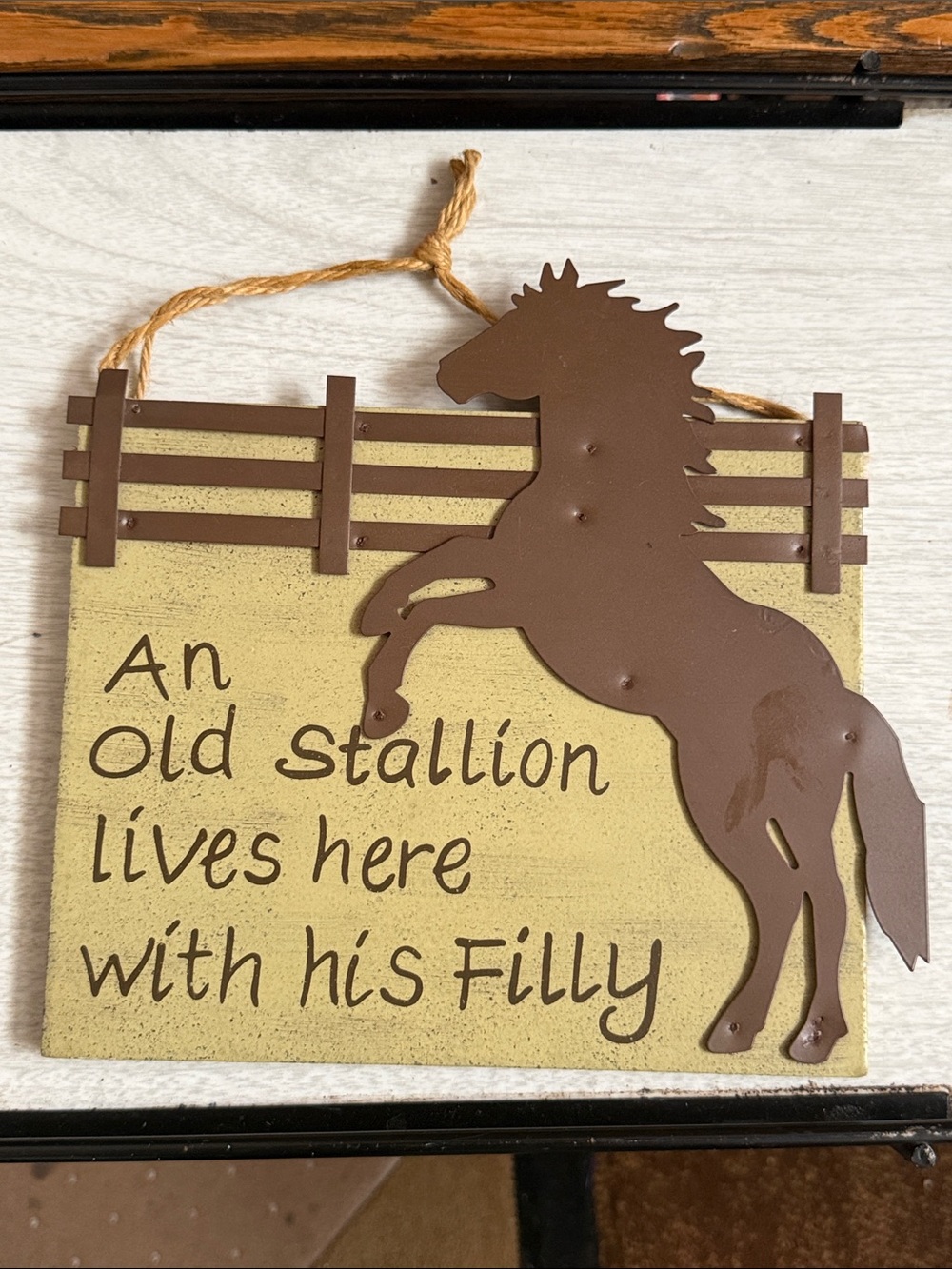 Rearing Stallion Wall Sign - Brown and Cream